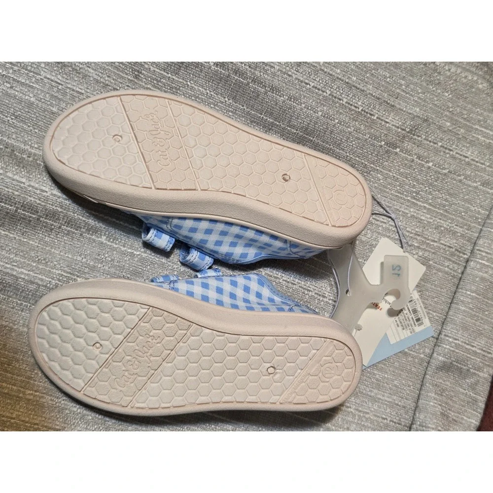 Cat & Jack Parker Toddler Blue Gingham Canvas Sneakers Size 12 Hook and Loop